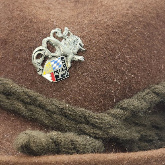 Rein Haar Bavarian Brown Wool Alpine Tyrolean Hat Metal Bayern Lion Crest Pin - Picture 8 of 12